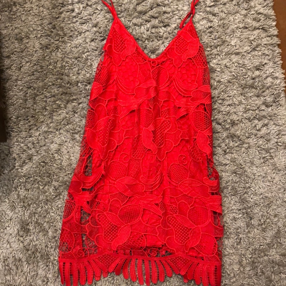 Red lace dress